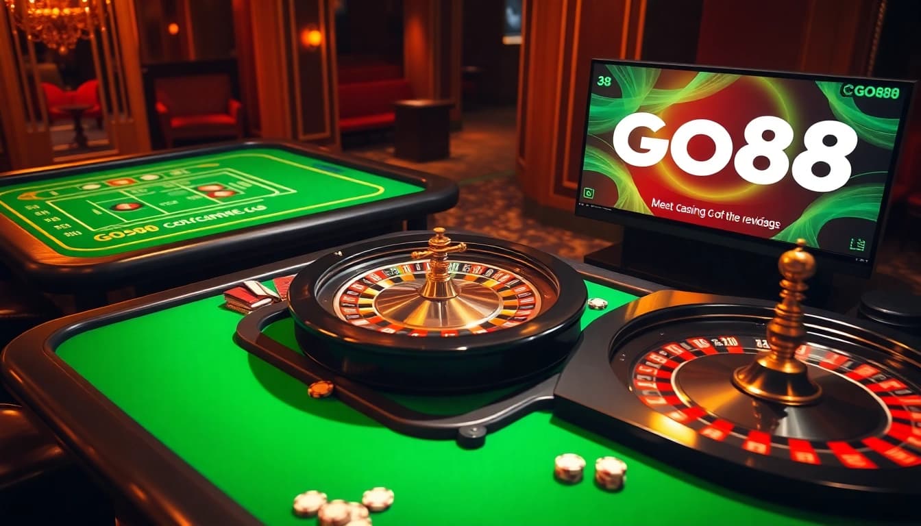 Experience the thrill of gambling at Cổng Game GO88 with vibrant casino tables and exciting gaming atmosphere.