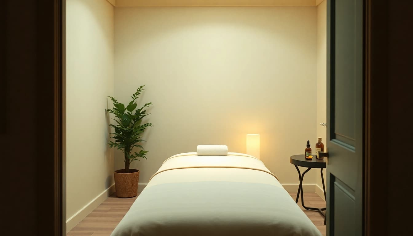 Relaxing environment for 동탄출장마사지 with a serene massage therapy room setting.