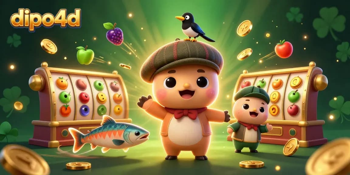 Engage with exciting slot games at dipo4d featuring a playful cartoon Nessie and vibrant game elements.