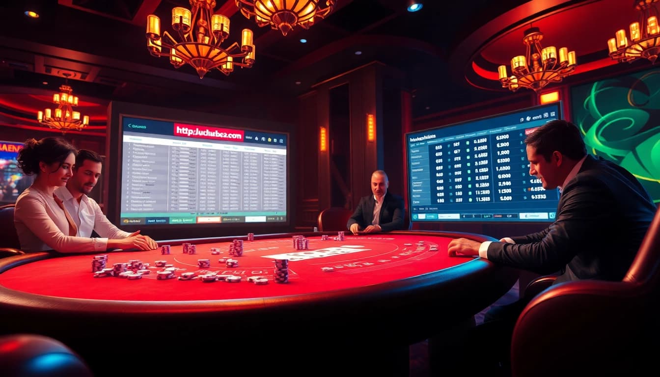 High-stakes poker action at https://luck882.co.com/ with luxurious décor and intense players.