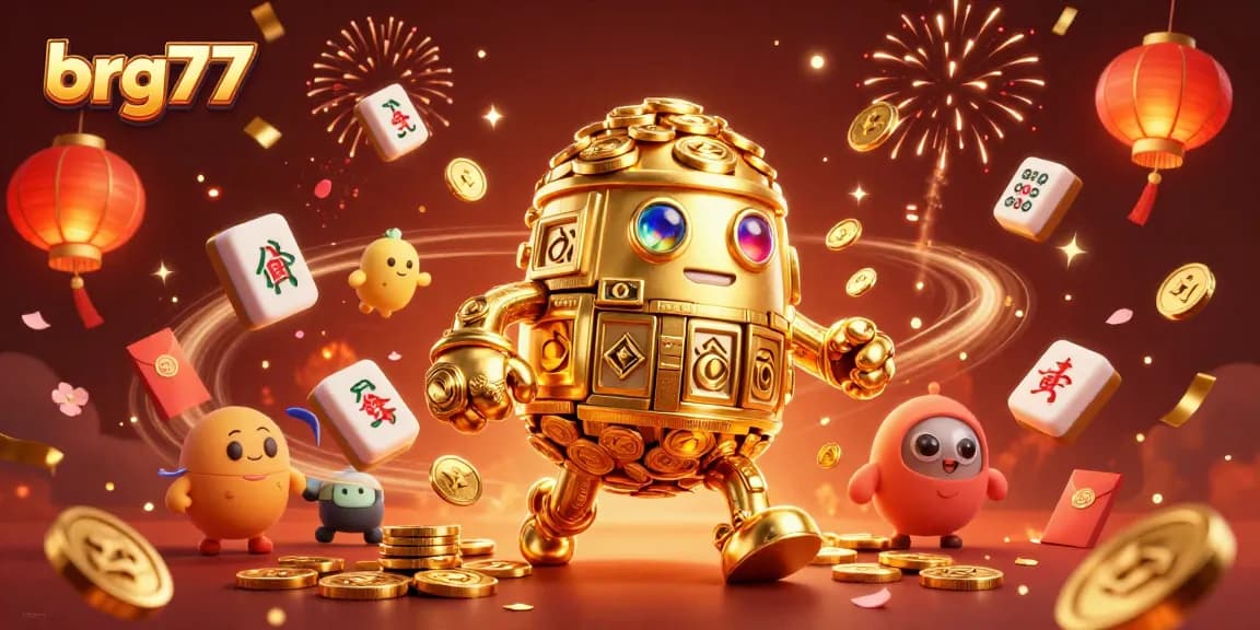 Experience thrilling gameplay with brg77, featuring a majestic golden golem surrounded by dynamic casino elements.