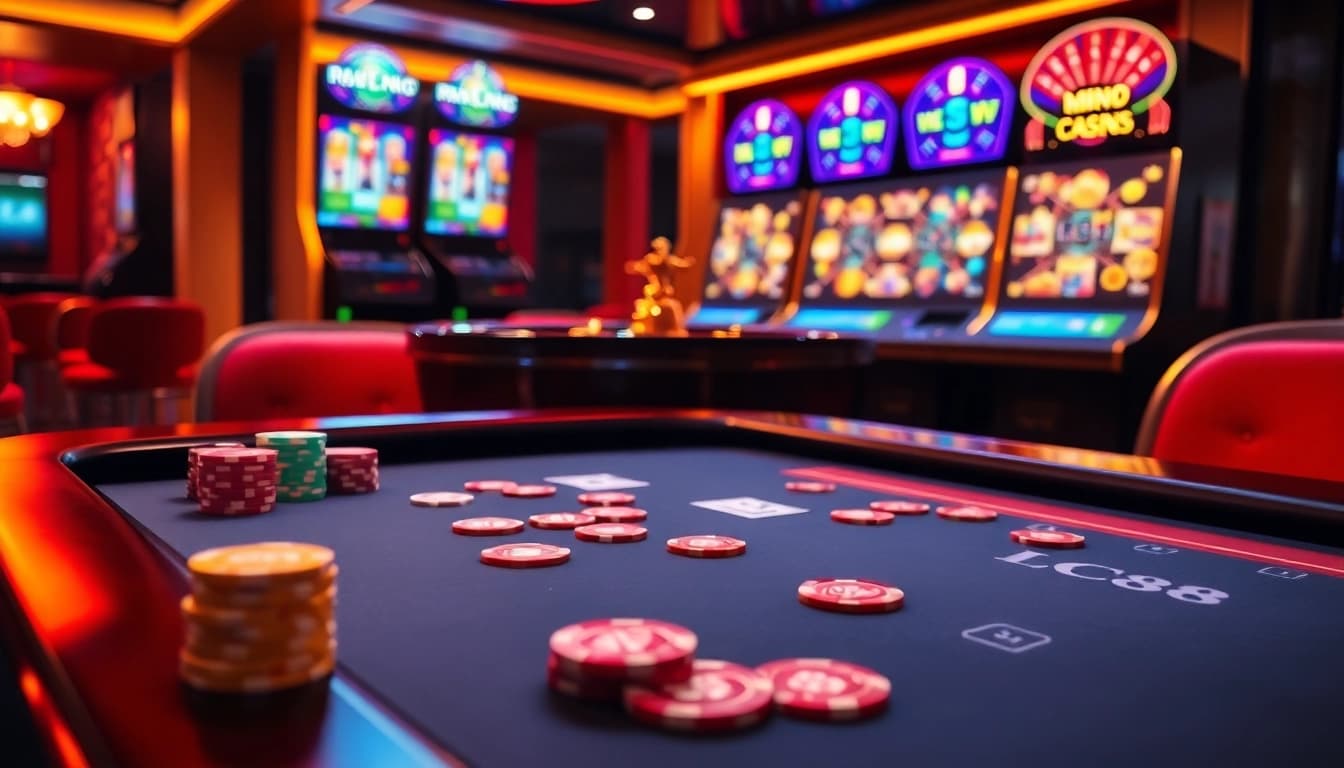 Engaging casino scene featuring LC88's vibrant gaming table and roulette.
