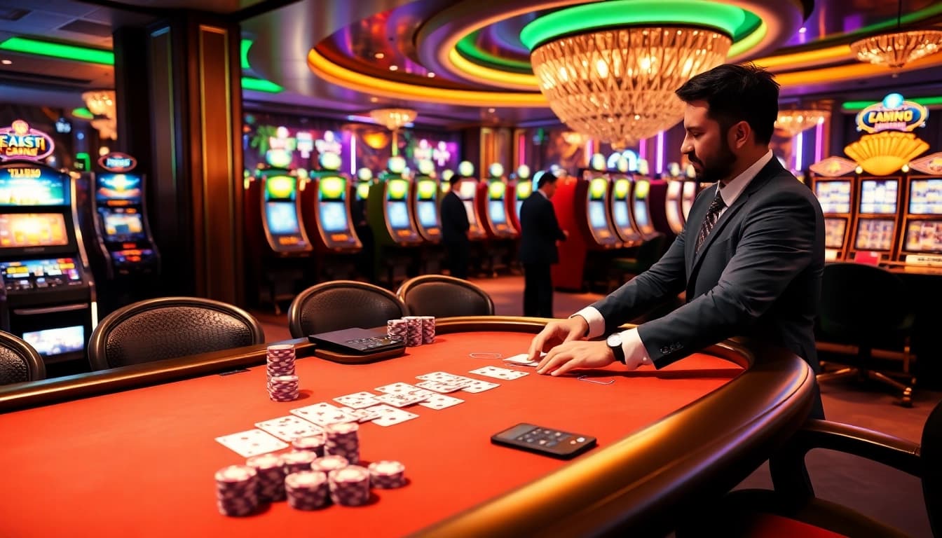 Kiss888: Engaging live dealer poker action in a luxurious casino setting.