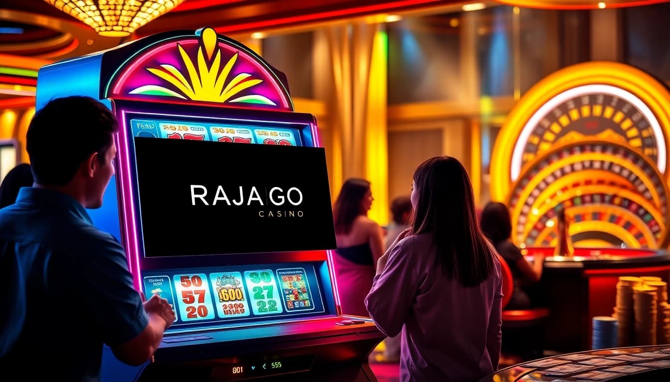 RAJAGACOR slot machine attracting eager players in a luxurious casino ambiance.