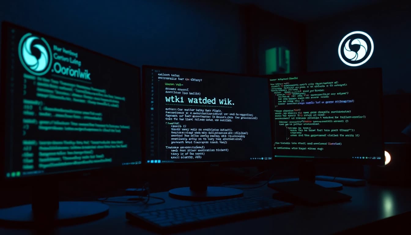 The hidden wiki interface displaying secure .onion links in a dark web environment.