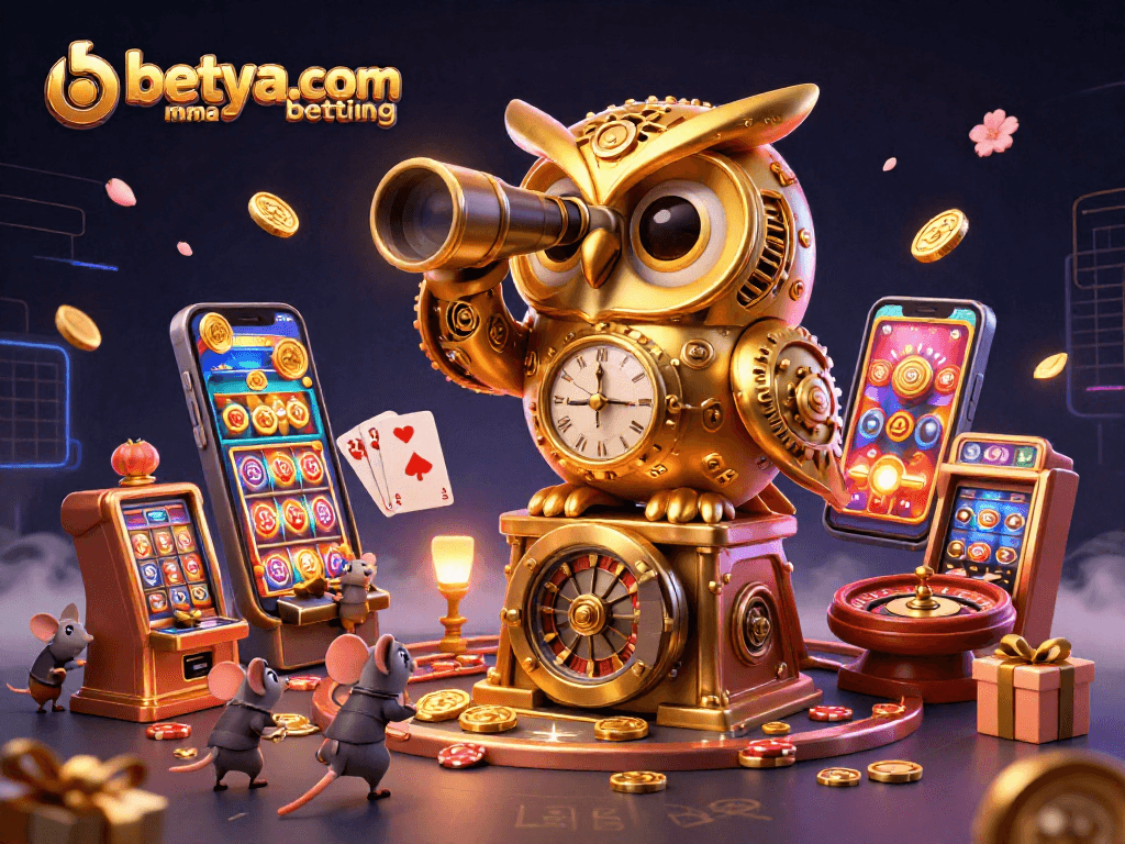 Engage in betya.com MMA betting with thrilling action depicted in this vibrant casino scene.