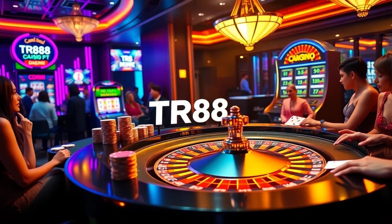 Engaging gamblers at the TR88 roulette table with vibrant chips and cards.