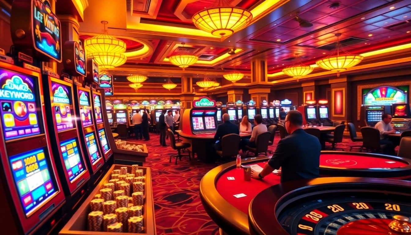 gamblers enjoying the action at lego138 slot machines in a luxurious casino setting