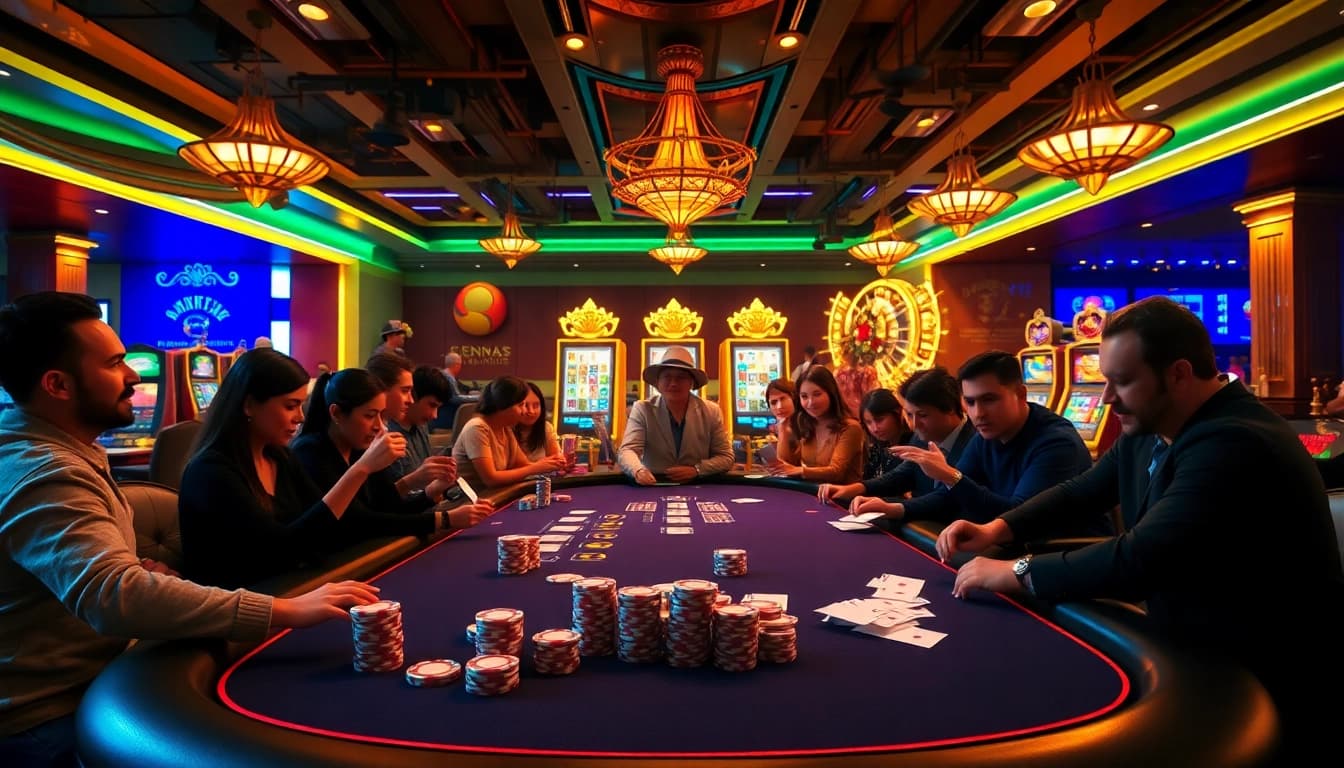 Engaging scene of players at a casino table during Đăng Ký OPEN88 registration for an exciting gambling experience.