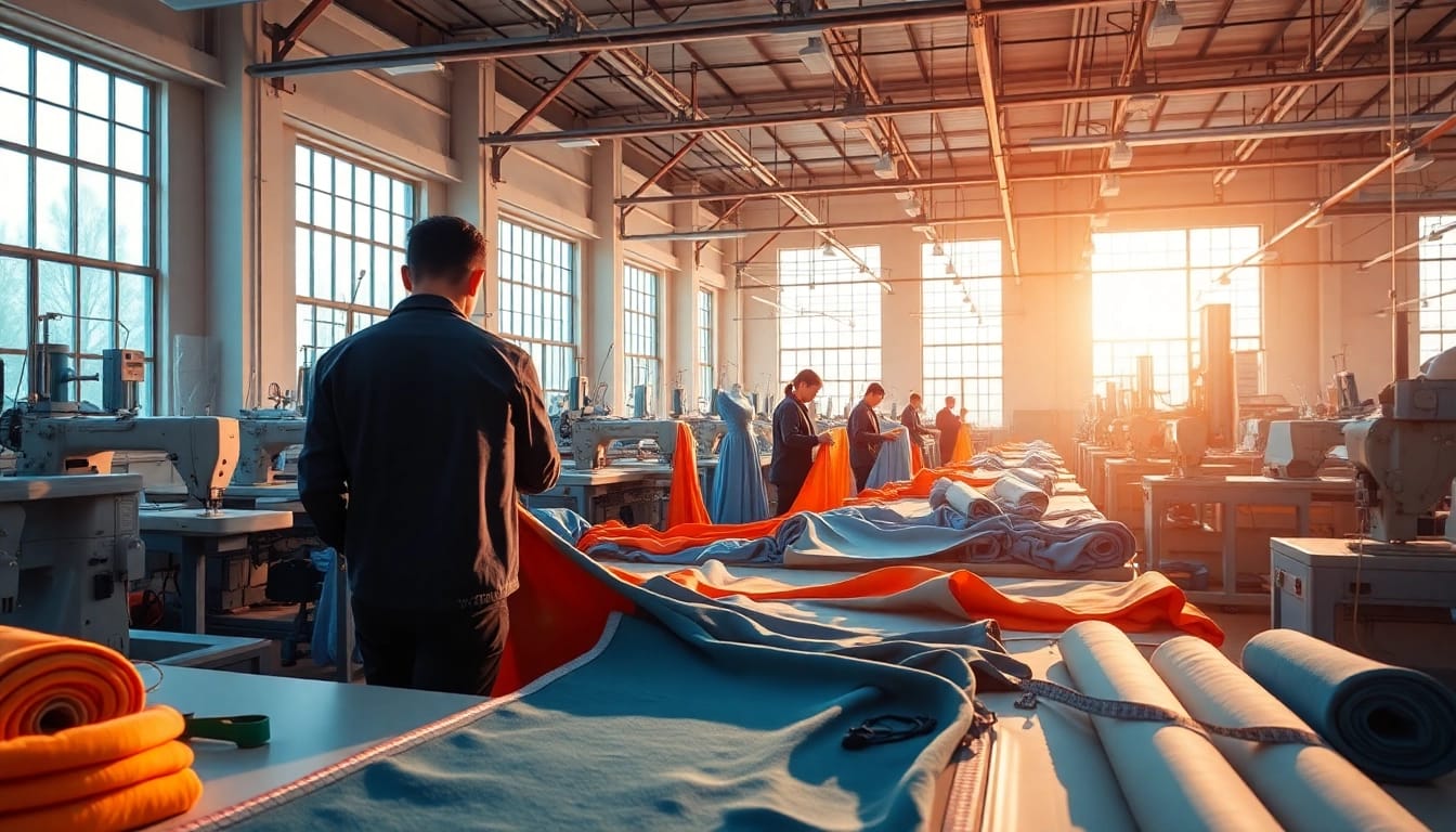 Showcasing skilled artisans at a Clothing Manufacturer China, expertly crafting garments with precision and creativity.