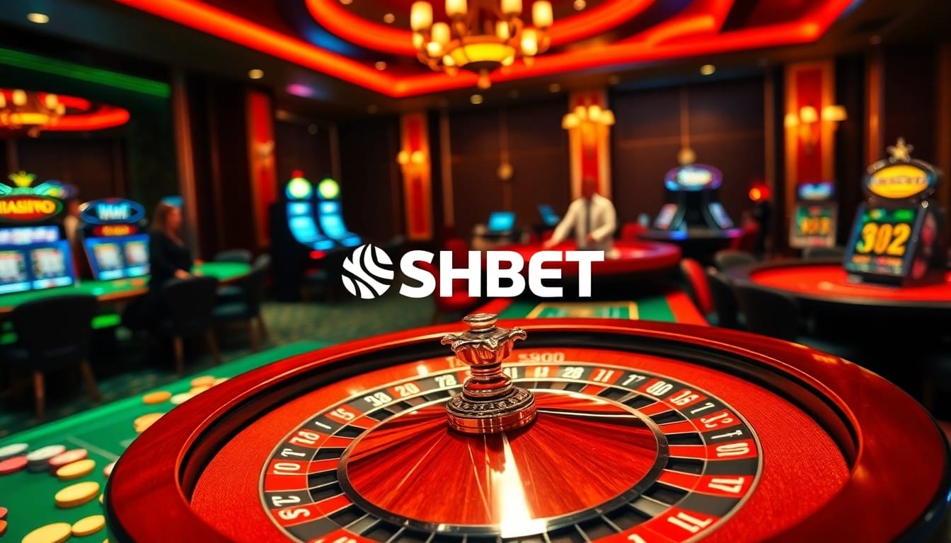 Experience the excitement of SHBET with luxurious casino tables and engaging gameplay.