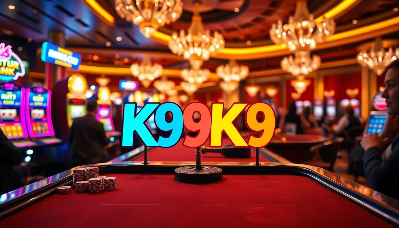 Engaging players at nhà cái K9K9 enjoy an exciting casino atmosphere with vibrant slot machines.