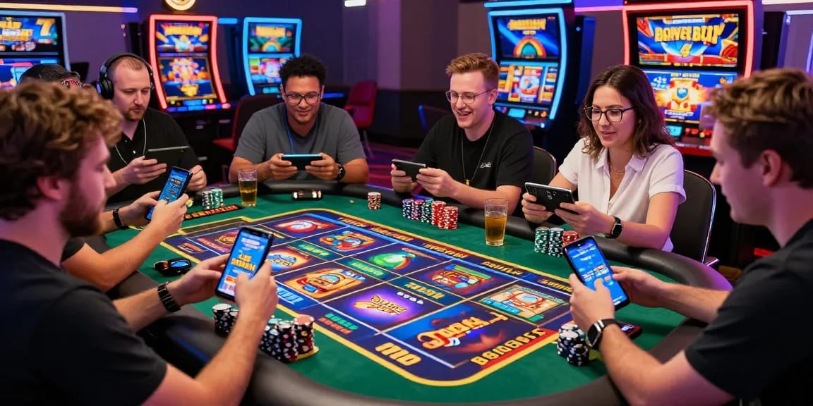 Exciting players engaging with Bonus Buy Slots on vibrant screens at https://cocomaya.co.uk/bonus-buy-slots-uk/ showcasing popular titles and lively atmosphere.