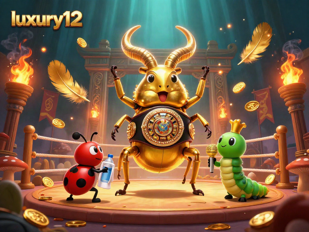 luxury12 memperlihatkan pertarungan seru antara kumbang emas raksasa dan ladybug sebagai pelatih di arena casino