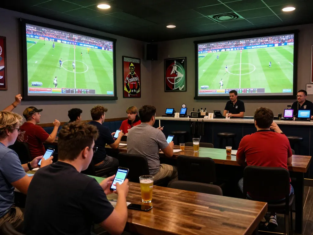 Cakhia TV users celebrating a live match while actively placing bets in a lively sports betting lounge.