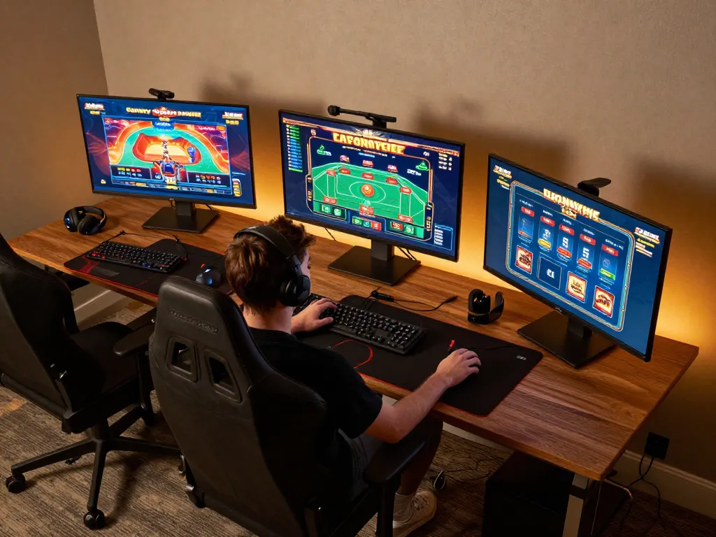 Engaging online gambling experience at https://rr88.select/ with multiple screens showcasing live casino games