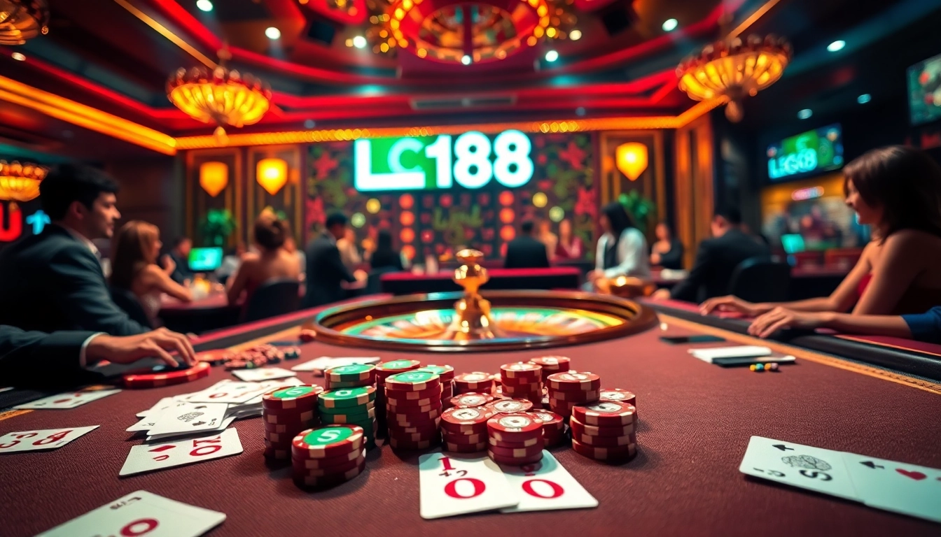 Experience vibrant casino excitement with lego138 as players engage at beautifully adorned tables.