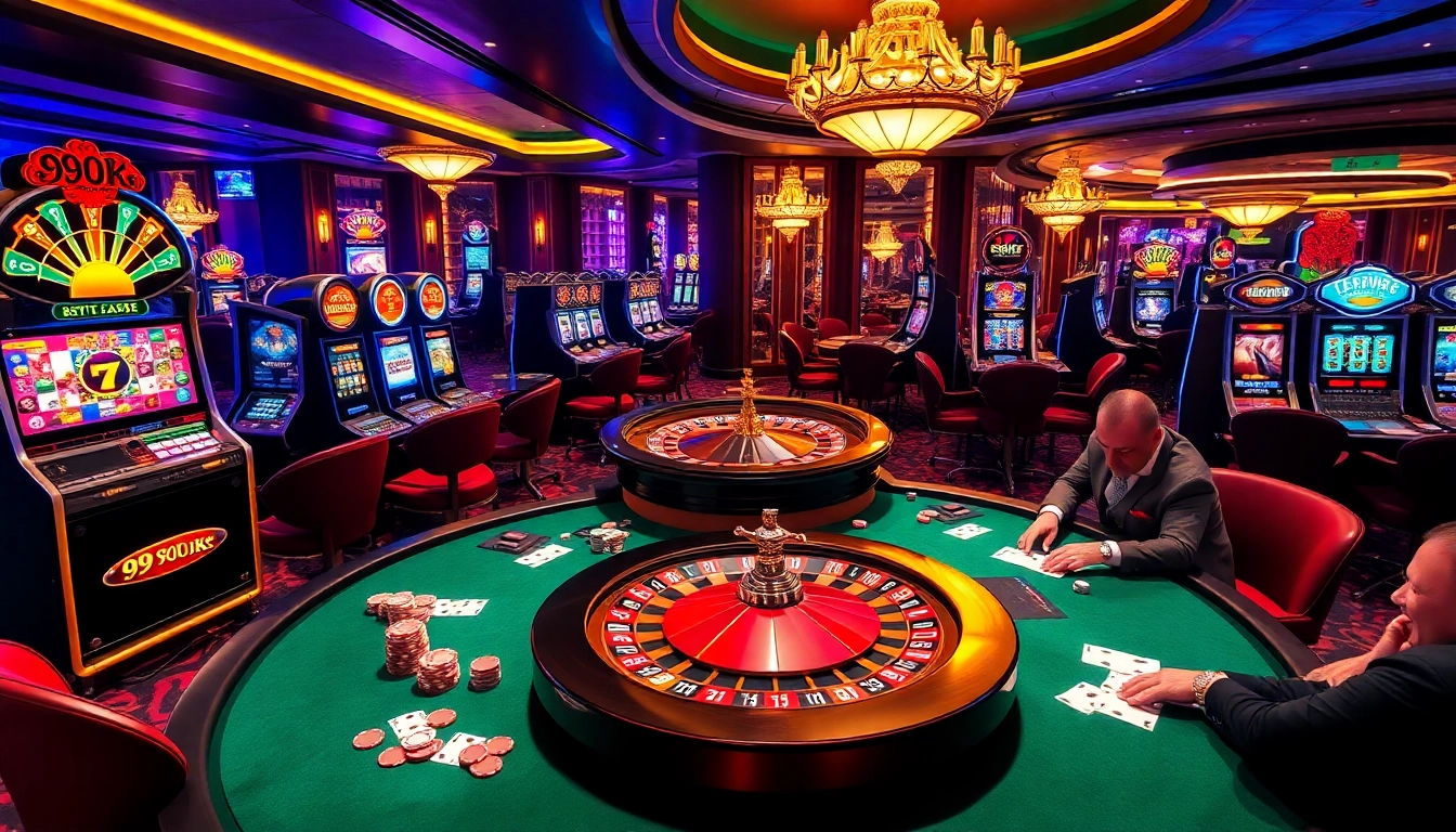 Intense poker action and vibrant gaming visuals at 99OK casino.