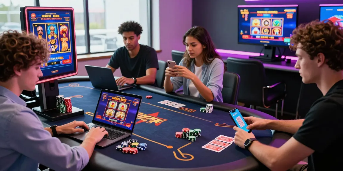 Players enjoying immersive gaming experiences at eatm.org.uk, showcasing vibrant online casino and credit card gaming atmosphere.