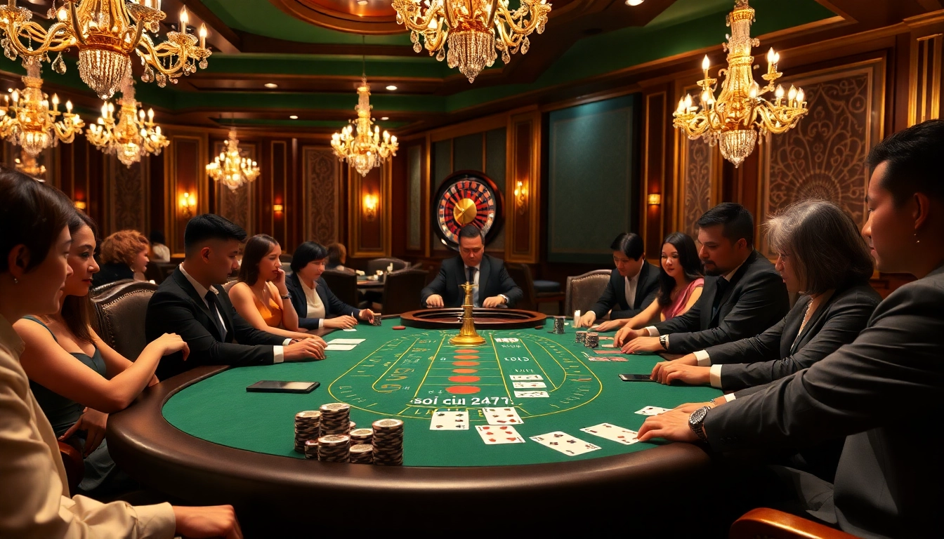 Experience the thrill of soi cầu 247 through a luxurious casino blackjack table packed with eager players.