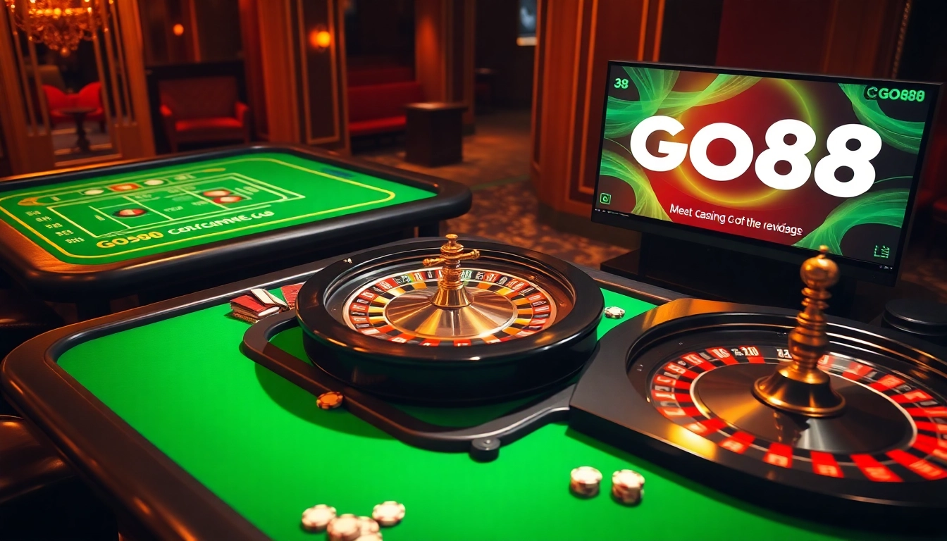 Experience the thrill of gambling at Cổng Game GO88 with vibrant casino tables and exciting gaming atmosphere.
