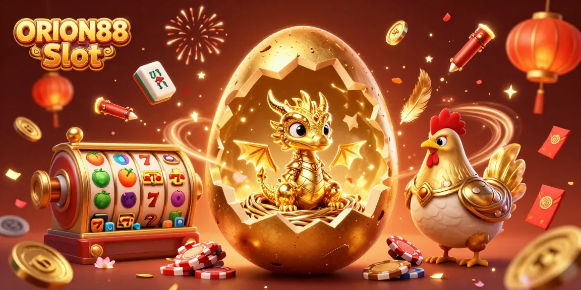 Experience thrilling ORION88 Slot gameplay with vibrant casino elements and a captivating golden dragon.