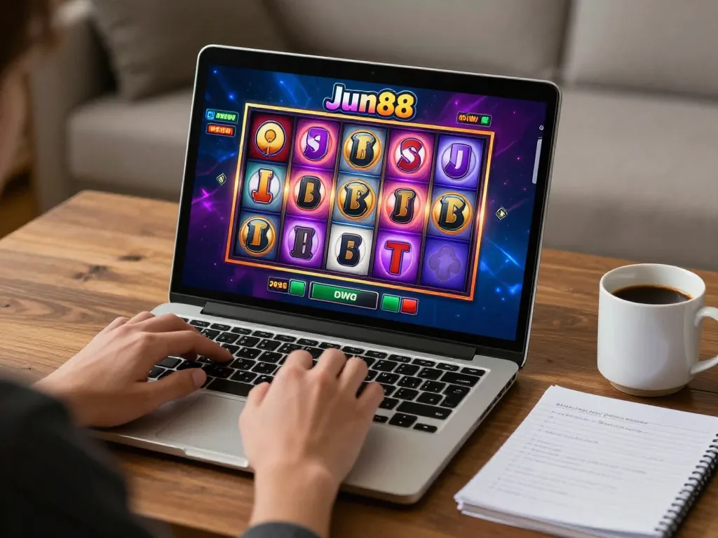 Experience jun88 đăng nhập while playing exciting slots on a laptop at home in a cozy setting