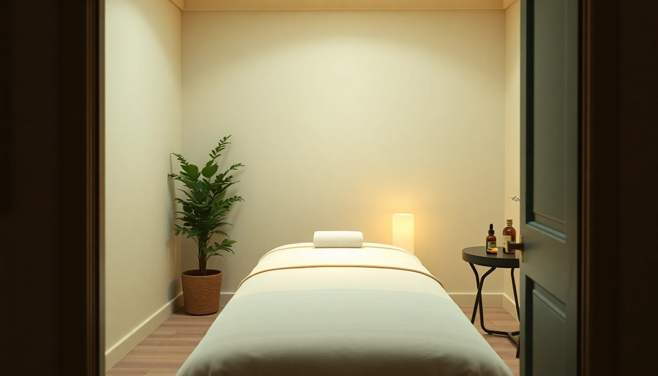 Relaxing environment for 동탄출장마사지 with a serene massage therapy room setting.