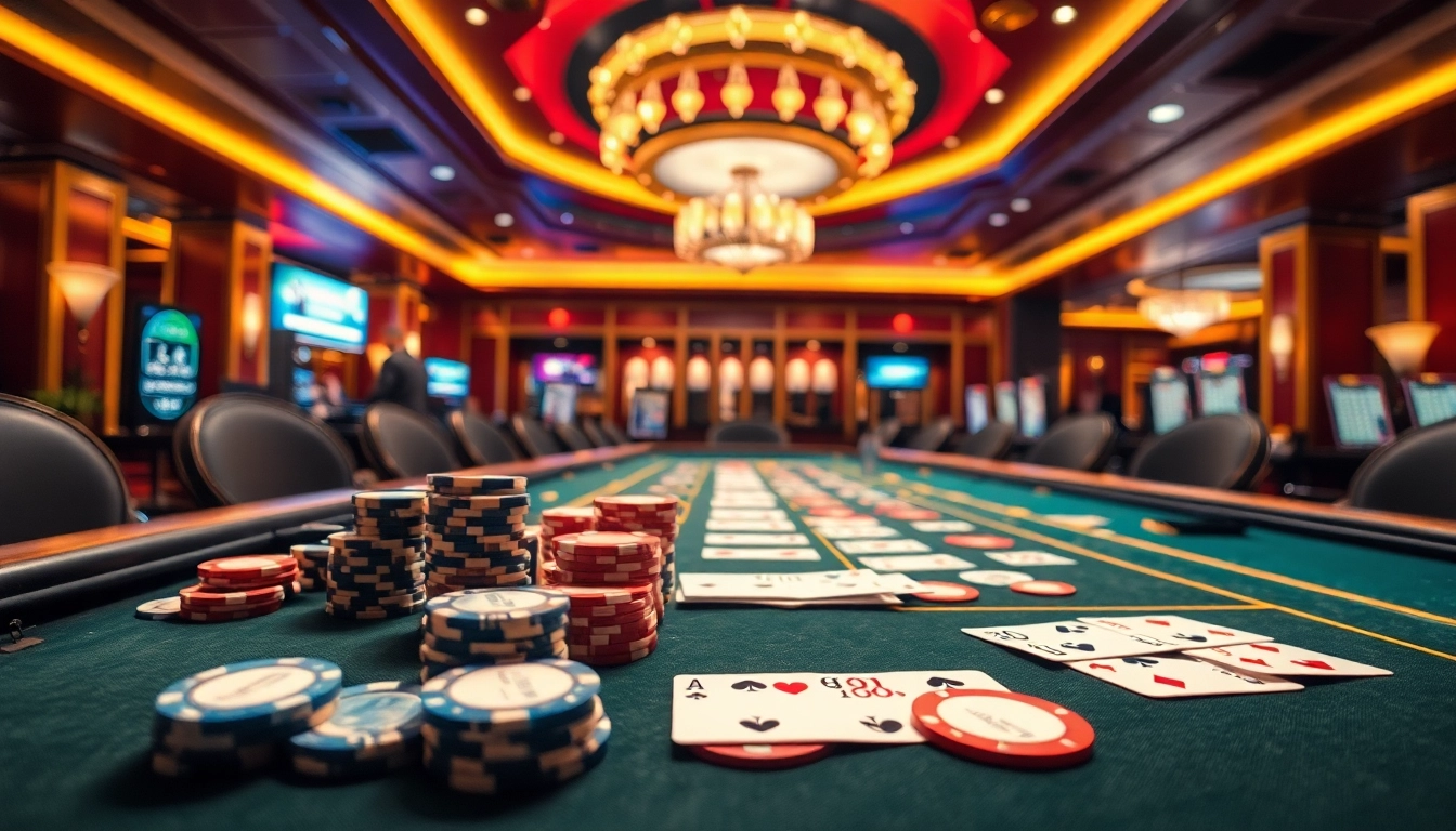Experience excitement at a Live Casino with vibrant gaming tables and luxury ambiance.