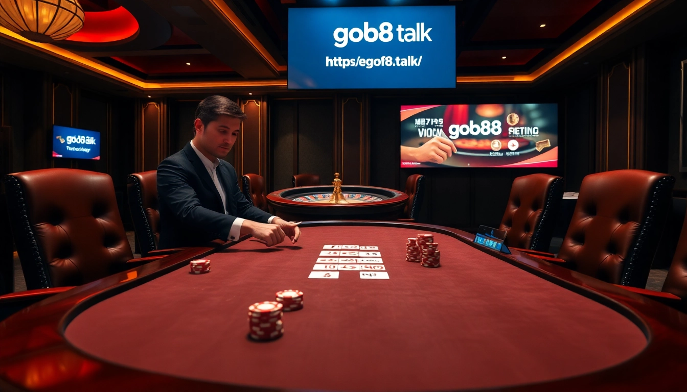 Engaging poker scene at https://go88.talk/ casino with luxury chips and dealer in action.