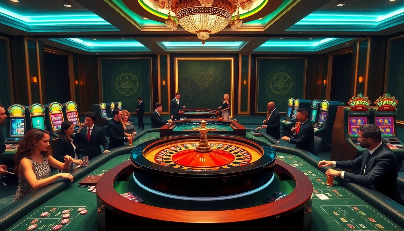 Experience the thrill of online gambling at https://luckywin.fan/, featuring a luxurious casino environment with eager players and vibrant games.