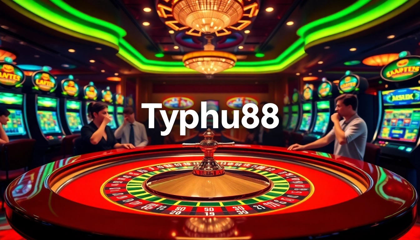 Players enjoying a thrilling game at Typhu88's casino table, capturing the excitement of online gambling.