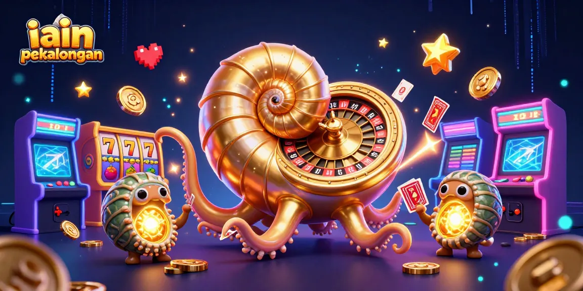 Engage with iain pekalongan's vibrant casino scene featuring a giant nautilus roulette wheel.