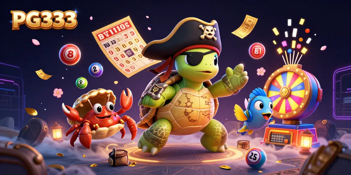 Play exciting games at PG333 with vibrant lottery balls and colorful prizes in a lively casino setting.