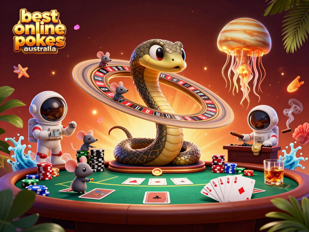Spin the reels with the best online pokies Australia offers, featuring vibrant characters in a dazzling cosmic scene.