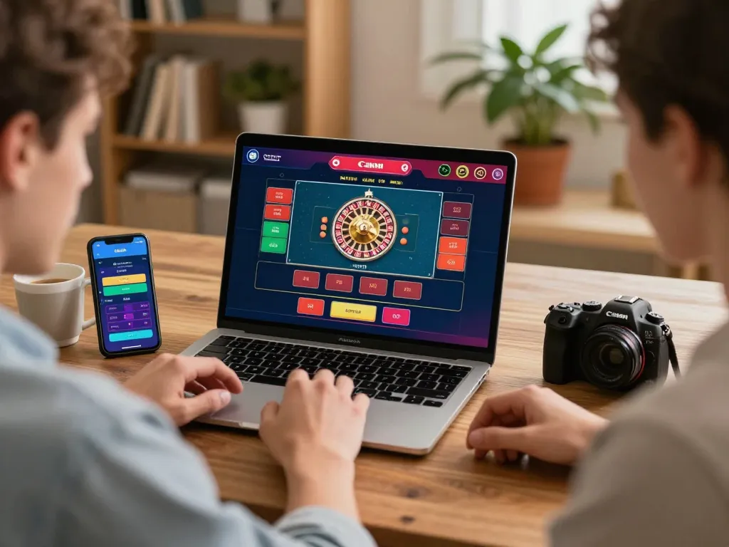 KP88 player enjoying a live dealer game on their laptop in a cozy home setting, emphasizing comfortable online gambling.