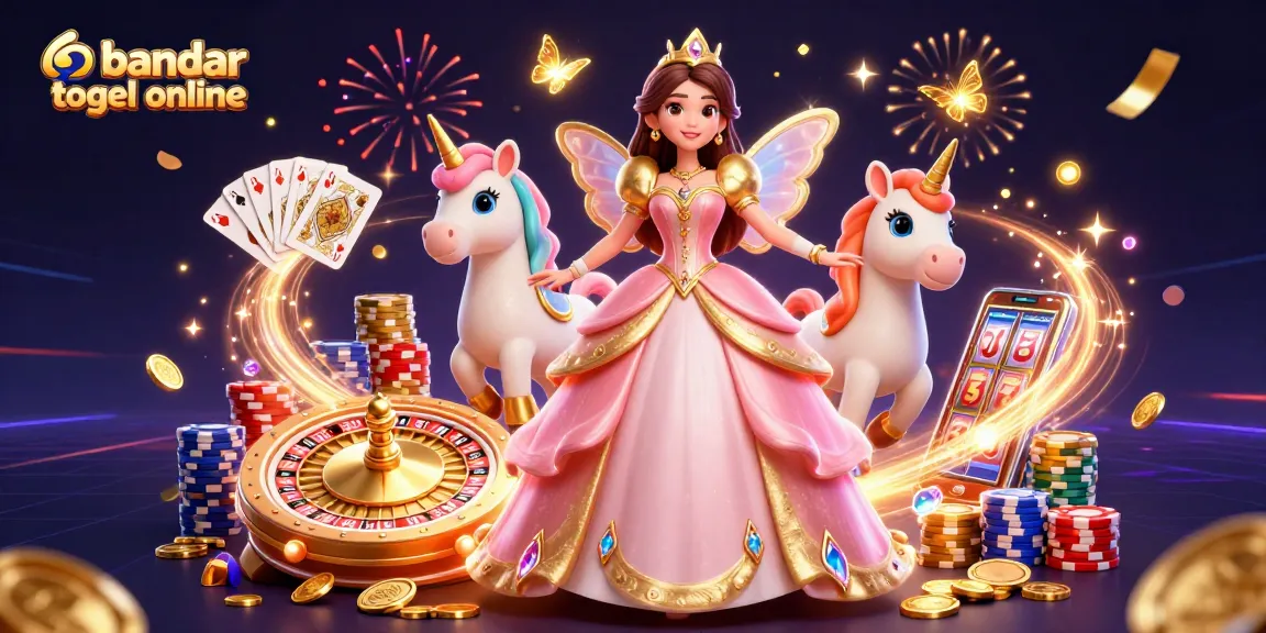 Enjoy the excitement of bandar togel online with a magical scene featuring vibrant characters and dynamic game elements.
