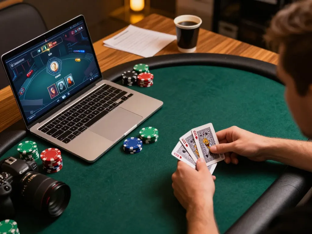 Online poker action at home showcasing dailystar-uk gaming insights with strategic gameplay.