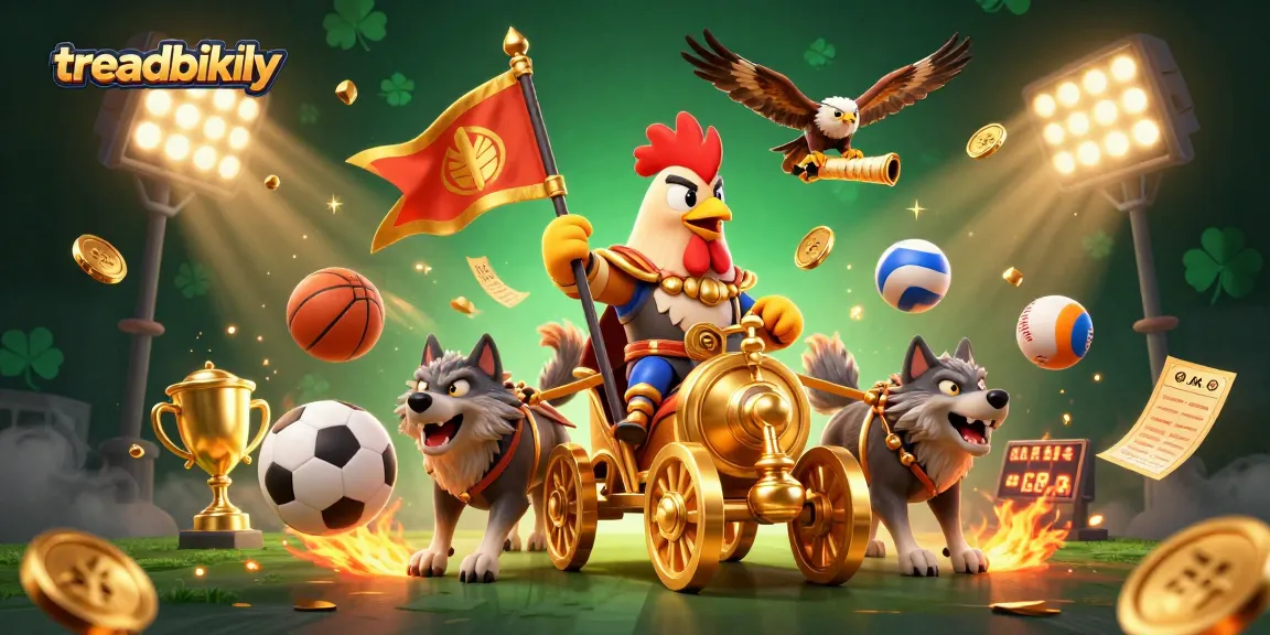 Engage with treadbikely's thrilling spectacle of sports action, showcasing dynamic gambling elements in a vibrant casino setting.