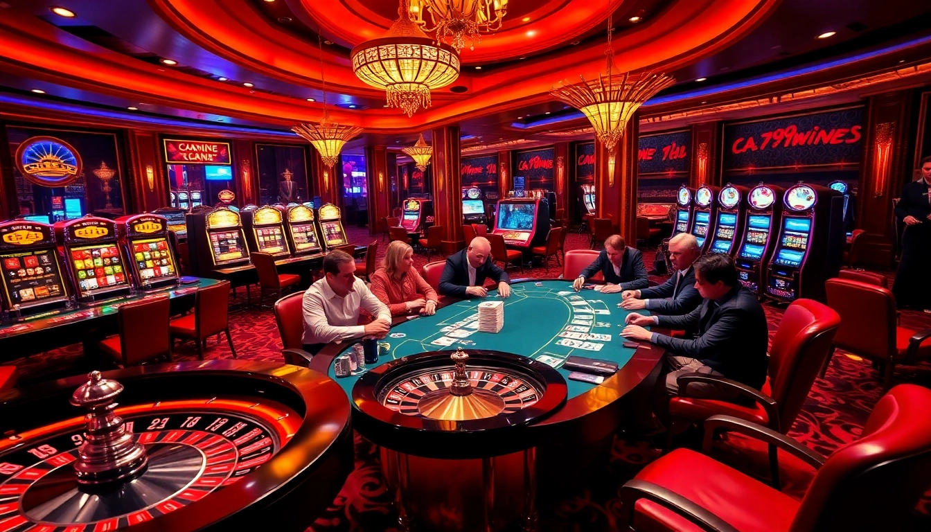 Players engaging at a poker table in a luxurious casino, embodying the 789win excitement.