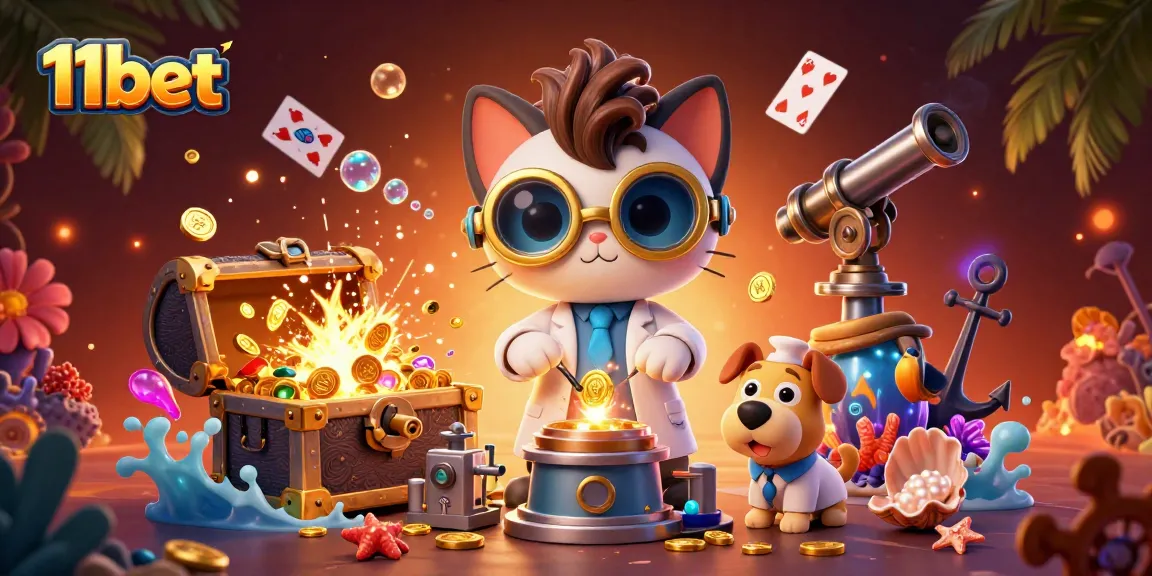 11bet engages players with dynamic gameplay elements, including gold coins and floating cards.