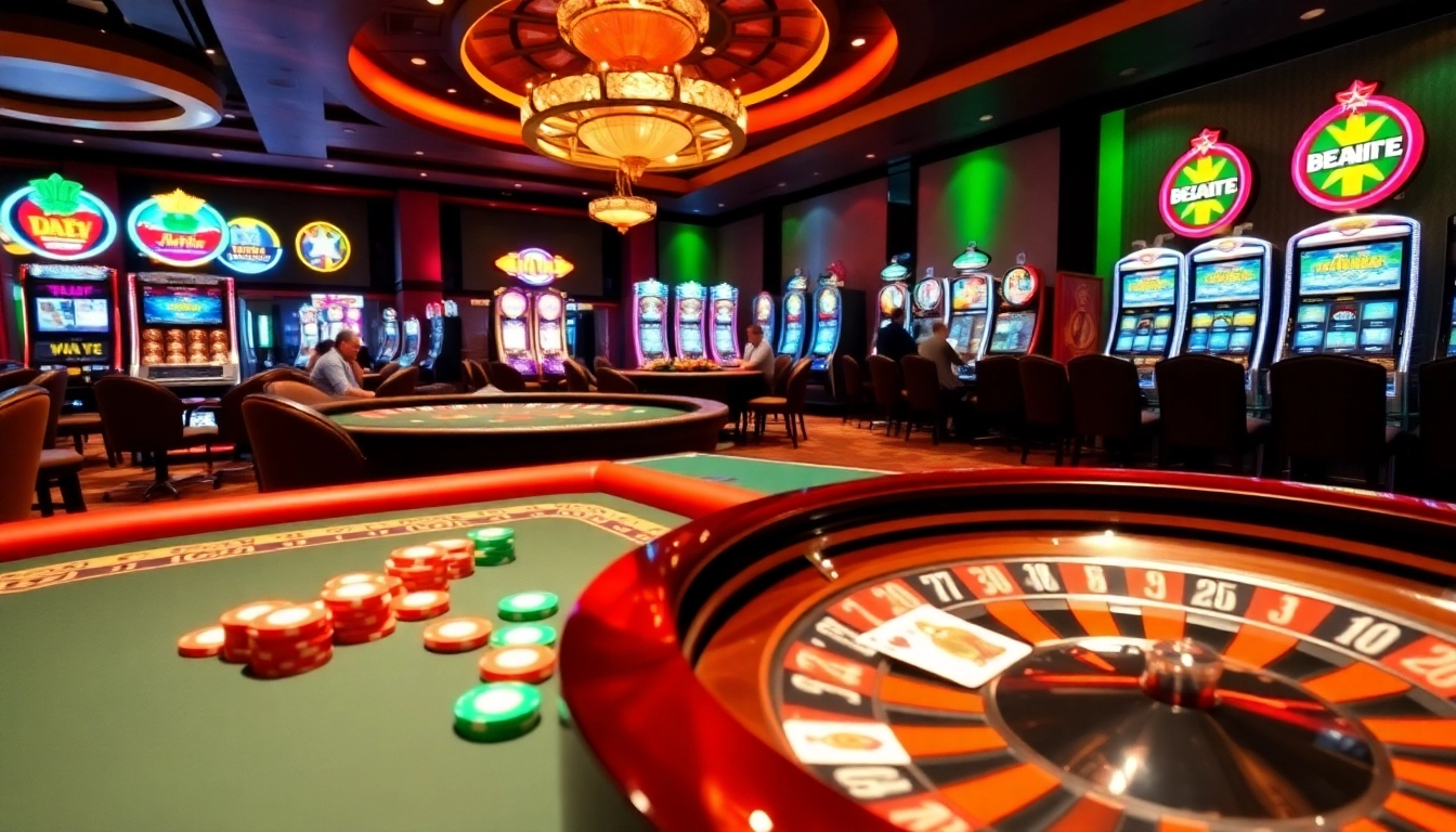 Engaging scene highlighting lô đề uy tín with lively casino games, vibrant poker chips, and excited players.