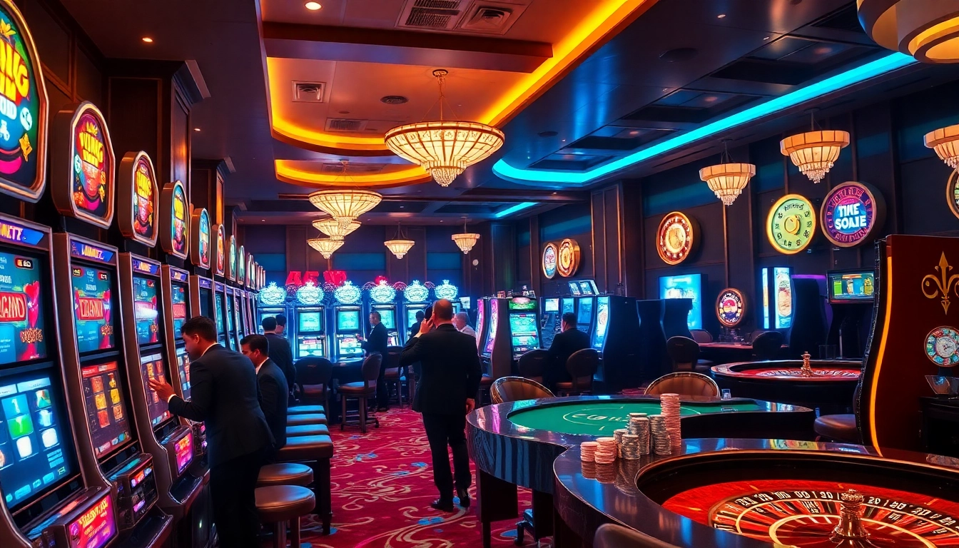 Players winning at slot gacor machines in a luxurious casino environment.