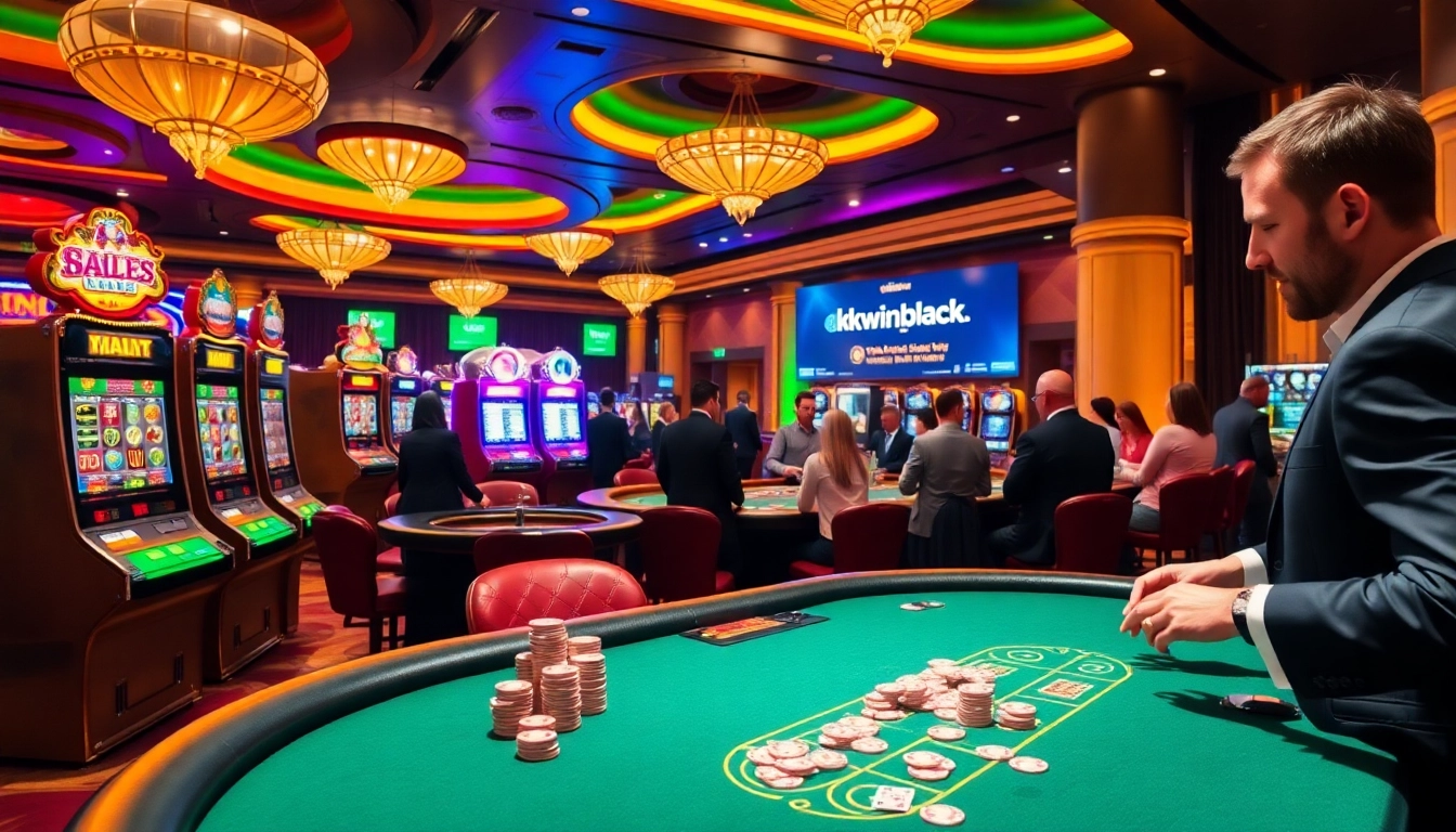 Players enjoying games at kkwin.black with vibrant casino visuals and promotional excitement.