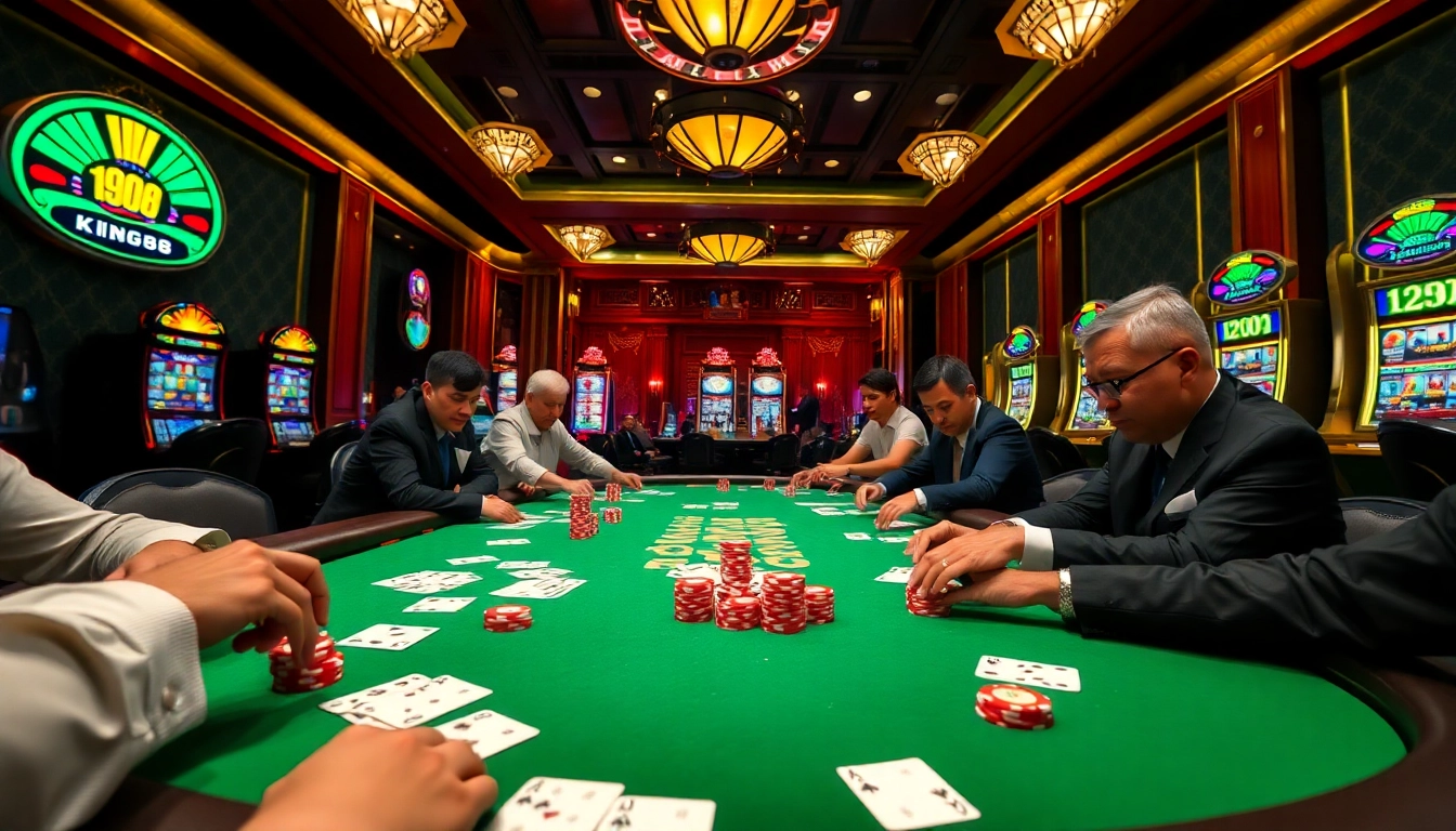 Experience high-stakes poker action at King88 with vibrant colors and luxury ambiance.