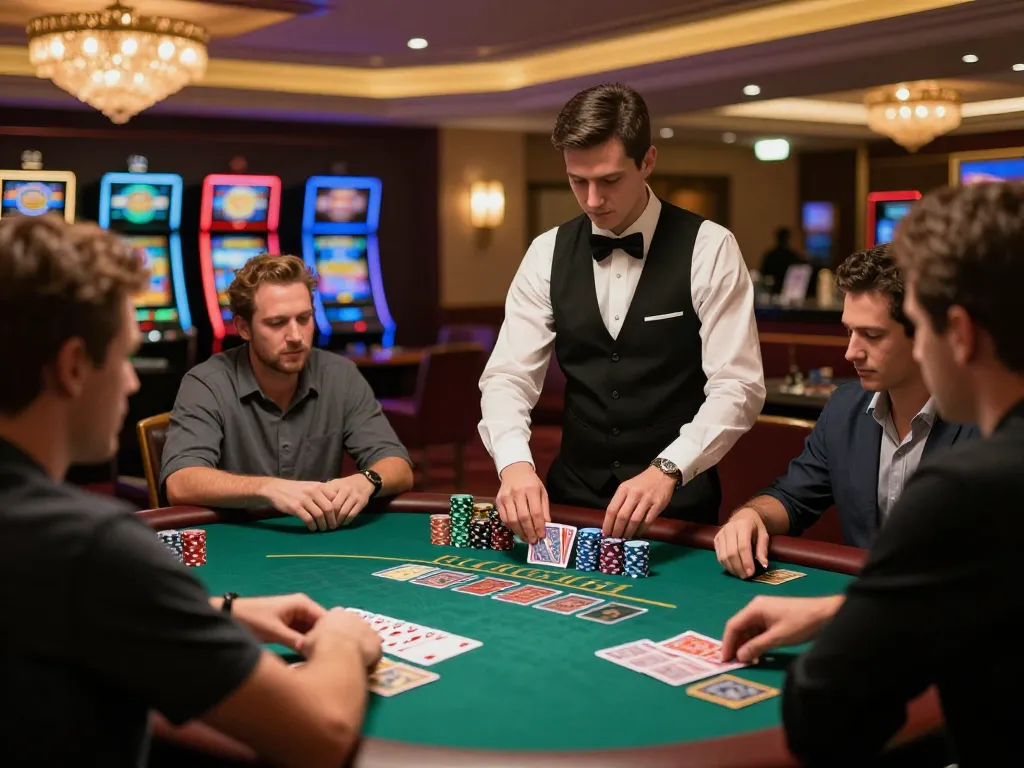 Players engaging in an exciting blackjack game at the casino featuring the keyword sc881 in a vibrant atmosphere.