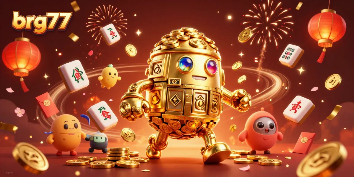 Experience thrilling gameplay with brg77, featuring a majestic golden golem surrounded by dynamic casino elements.