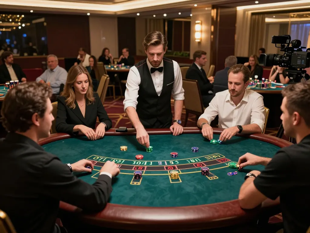 Players engaging in an exciting blackjack game at TR88 live casino, showcasing strategic bets and professional dealer.