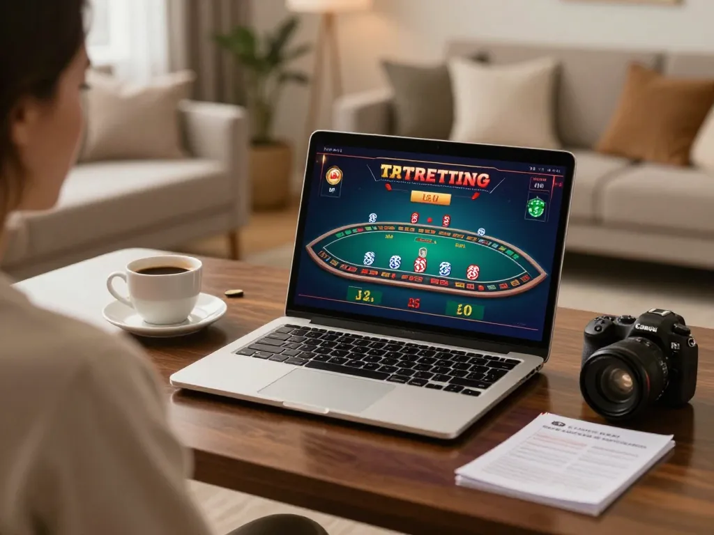 Experience thrilling gameplay at 88aa with a live dealer blackjack game on a stylish desk setup.