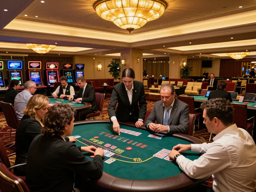 Players enjoy an exciting game of blackjack at the casino, focusing on strategic moves with du88.